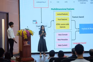 Sinh viên Trường VKU trình bày phần dự thi của mình. 