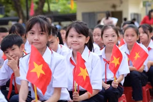 Học sinh Trường THCS Trần Quang Khải (xã Hòa Sơn, huyện Hòa Vang, TP Đà Nẵng).