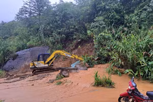 Một số điểm sạt lở tại huyện Nam Trà My (tỉnh Quảng Nam). (Ảnh: UBND huyện Nam Trà My)