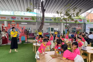 Cô giáo trong bài giảng, phương pháp tổ chức hoạt động STEM cho trẻ mầm non.