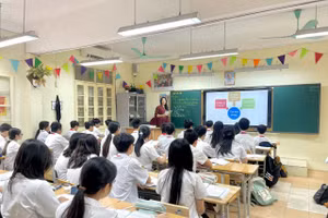 Giờ học tại Trường THCS Đống Đa (Quận Đống Đa, Hà Nội).