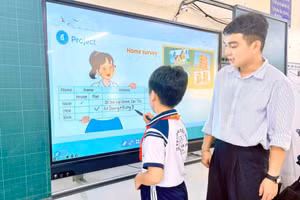 Tiết học tiếng của học sinh Trường Tiểu học Trần Văn Ơn.