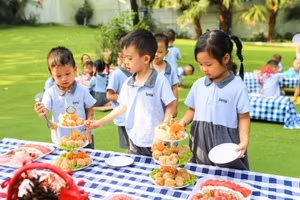Trẻ Trường Mầm non Ban Mai, Hà Đông, Hà Nội.