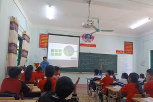 Giờ học tại Trường PTDTBT THCS Đổng Xá, xã Xuân Dương, Thái Nguyên.