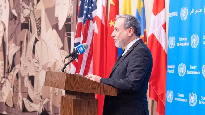 Ngoại trưởng Iran Abbas Araghchi phát biểu tại trụ sở LHQ ở New York, ngày 25/9/2026.