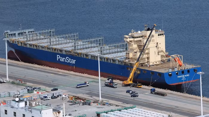 Tàu PanStar Acro đang neo đậu tại Cảng Bắc ở Busan, Hàn Quốc, ngày 20/8/2026.