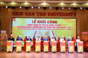 Trường ĐH Nam Cần Thơ tổ chức Lễ khởi công Công trình ký túc xá Quốc tế. Ảnh: MT.