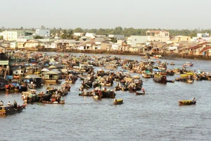 Chợ nổi Cái Răng, TP Cần Thơ. Ảnh: Q. Ngữ.