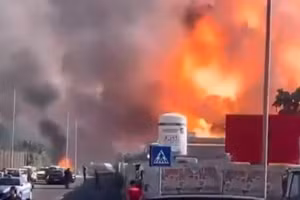 Hiện trường vụ nổ trạm xăng ở Rome, ngày 5/7/2025.