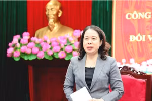 Phó Chủ tịch nước Võ Thị Ánh Xuân phát biểu và chủ trì hội nghị.