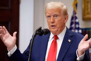 Tổng thống Mỹ Donald Trump phát buổi tại một buổi họp báo ở Bắc Carolina, ngày 24/1/2025.