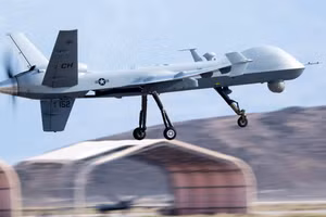 Houthi tuyên bố bắn hạ một UAV chiến đấu MQ-9 Reaper của Mỹ trên tỉnh Al-Jawf ở phía bắc Yemen, ngày 9/4/2025.