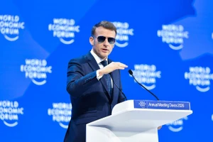Tổng thống Pháp Emmanuel Macron phát biểu tại Diễn đàn Kinh tế Thế giới ở Davos, Thụy Sĩ, ngày 20/1/2026.