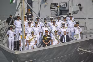 Ấn Độ hạ thủy tàu tác chiến chống ngầm mới INS Mahe, ngày 24/11/2025.