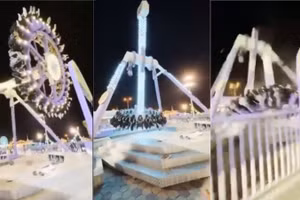 Chiếc đu quay khổng lồ kiểu con lắc trong công viên giải trí ở Ả Rập Xê Út sụp đổ khiến nhiều người bị thương, ngày 31/7/2025.