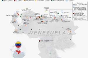 Mỹ công bố bản đồ các cuộc không kích tiềm tàng vào Venezuela.