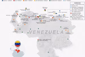 Mỹ công bố bản đồ các cuộc không kích tiềm tàng vào Venezuela.