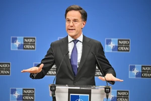 Tổng thư ký NATO, Mark Rutte, phát biểu tại một cuộc họp báo ở Brussels, Bỉ, ngày 13/2/2025.