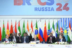 Tổng thống Nga Vladimir Putin phát biểu trong cuộc họp mở rộng của các nhà lãnh đạo BRICS tại Kazan, Nga, ngày 23/10/2024