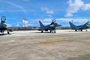 Ba máy bay Eurofighter Typhoon của Đức tại căn cứ không quân Andersen của Mỹ ở Guam, ngày 13/8/2024.