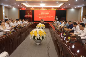 Toàn cảnh Hội nghị trực tuyến tại điểm cầu tỉnh Sơn La.