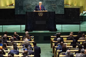 Tổng thống Mỹ Donald Trump tại Đại hội đồng Liên Hợp Quốc ở New York, Mỹ, ngày 23/9/2025.