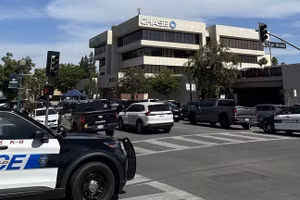 Chi nhánh ngân hàng JPMorgan Chase ở thành phố Bakersfield, California, Mỹ bị dọa đánh bom, ngày 2/6/2026.