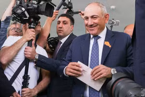 Thủ tướng Armenia Nikol Pashinyan tuyên bố chiến thắng trong cuộc bầu cử quốc hội nước này, ngày 7/6/2026.