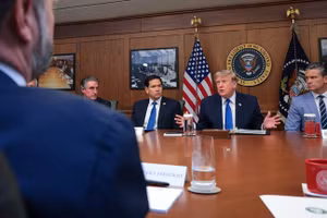 Tổng thống Donald Trump phát biểu trong cuộc họp nội các tại Camp David, ngày 31/7/2026.