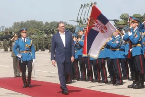 Tổng thống Serbia, Aleksandar Vucic, tại cuộc diễu hành của quân đội Flag 2024, ngày 20/9/2024