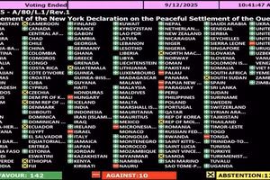 LHQ công nhận Nhà nước Palestine không có Hamas; Ukraine bỏ phiếu ủng hộ, Mỹ và Israel bỏ phiếu phản đối.