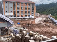 Một góc công trường Trường nội trú liên cấp Nà Bủng, tỉnh Điện Biên.