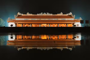 Điện Thái Hòa vừa hoàn thành tu bổ lung linh về đêm. (Ảnh: TTBTDTCĐH)