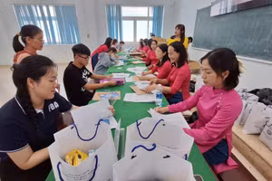 Tân sinh viên làm thủ tục nhập học năm 2024 tại Trường Đại học Kinh tế, Đại học Huế. (Ảnh: Đại Dương)