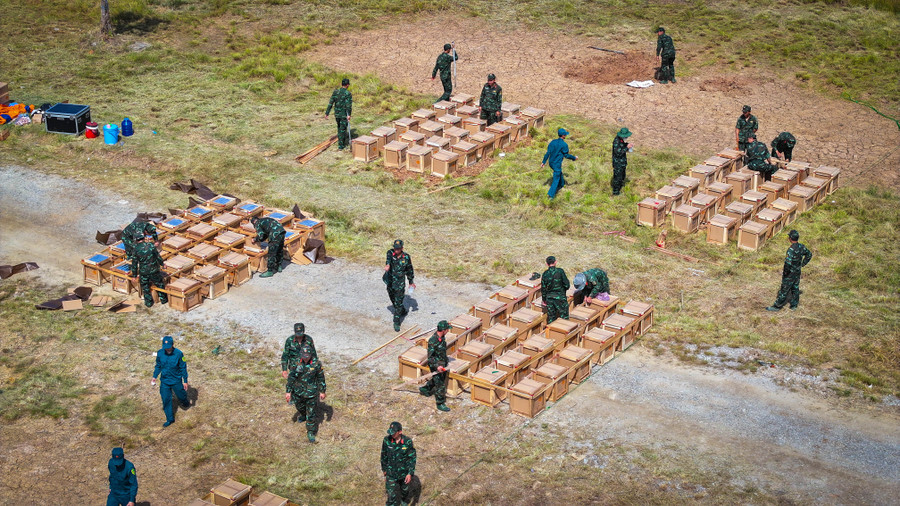 Toàn cảnh dàn pháo hoa trên địa bàn phường Rạch Giá, tỉnh An Giang.