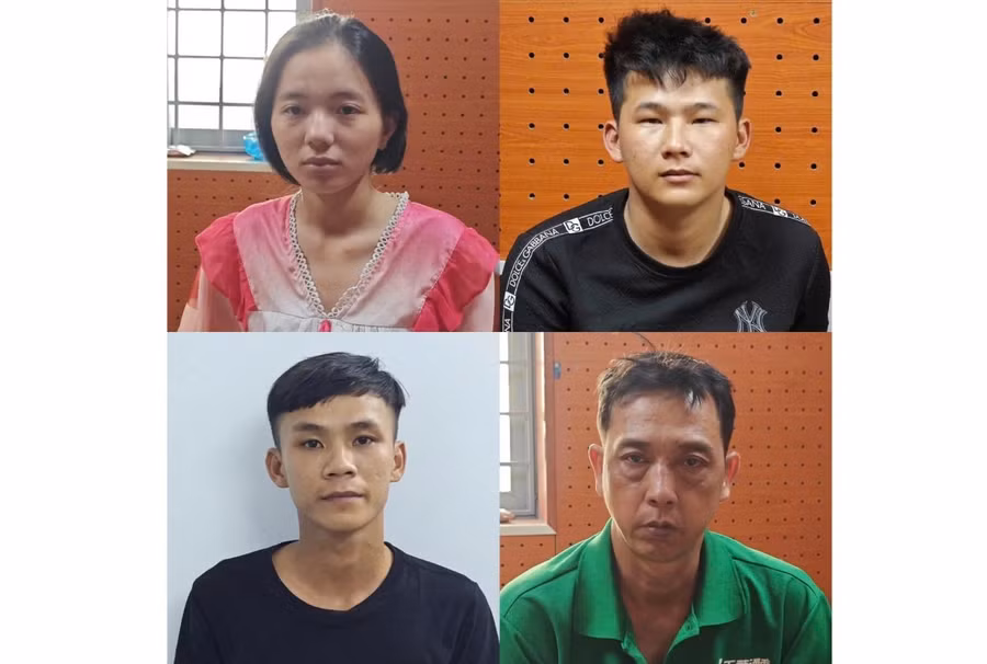 Các đối tượng trong vụ dàn cảnh giật dây chuyền tại Liên Hoa Bảo Tháp ra đầu thú. Ảnh: Công an Cần Thơ.