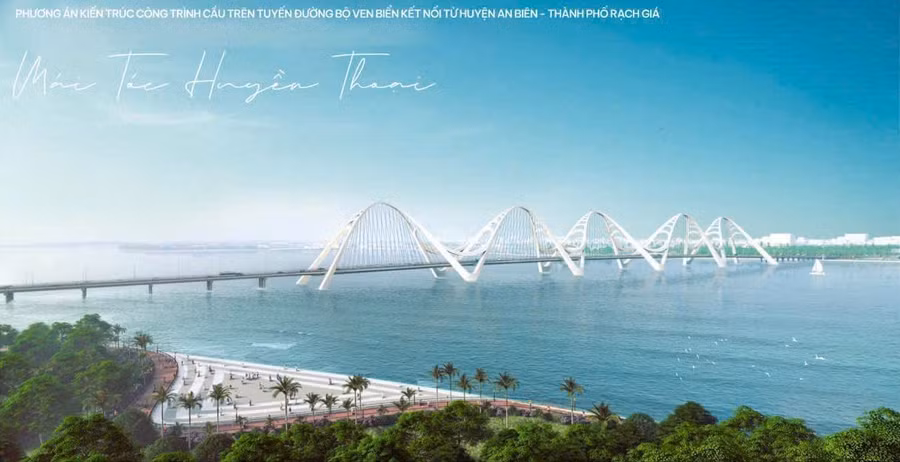 Phối cảnh cầu trên tuyến đường bộ ven biển kết nối từ An Biên – Rạch Giá.