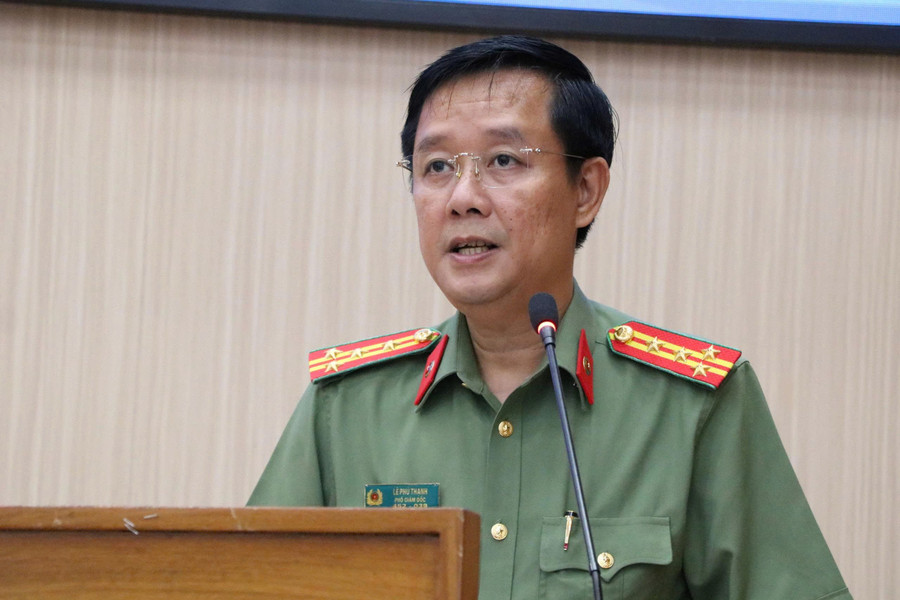 Đại tá Lê Phú Thạnh, Phó Giám đốc Công an tỉnh An Giang phát biểu chỉ đạo tại lễ ký kết. do-thi-kieu-mau-4.jpg
