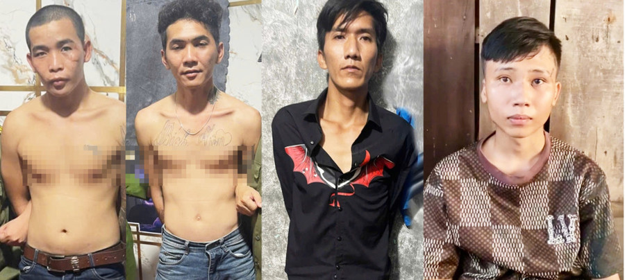 Các đối tượng Nguyễn Thành Nhân, Nguyễn Huỳnh Đức, Trương Quang Sáng và Đặng Vĩnh Thái (từ trái sang phải). Ảnh: CACC.