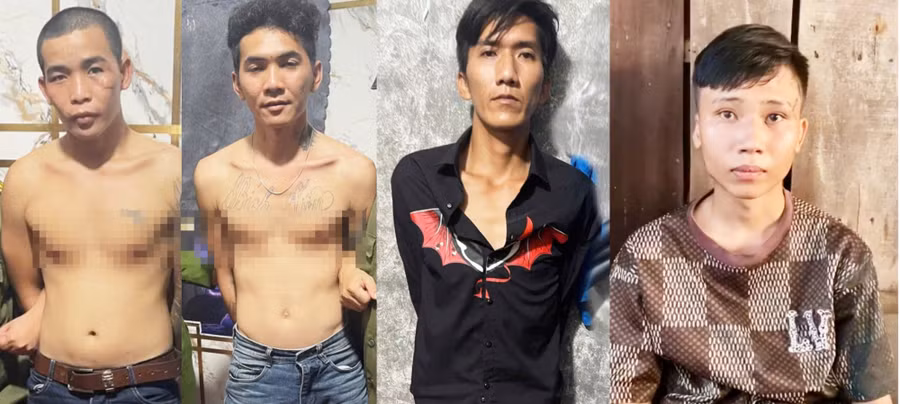 Các đối tượng Nguyễn Thành Nhân, Nguyễn Huỳnh Đức, Trương Quang Sáng và Đặng Vĩnh Thái (từ trái sang phải). Ảnh: CACC.