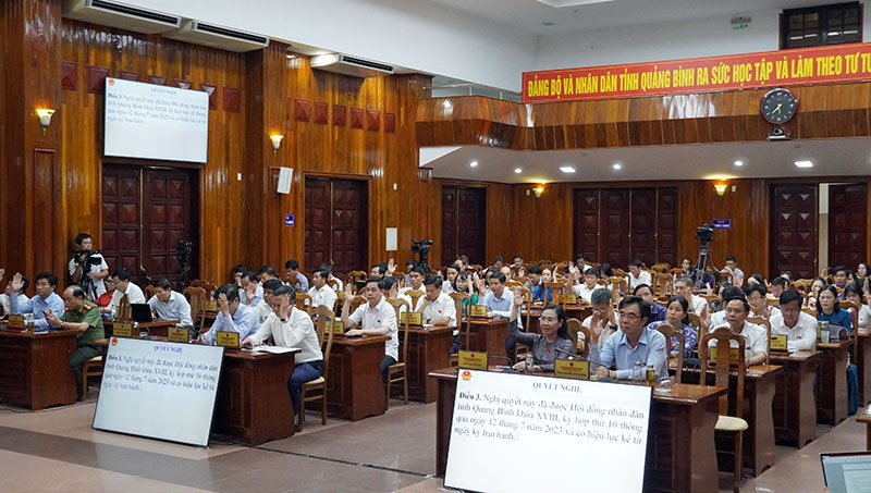 Các đại biểu HĐND biểu quyết thông qua 15 nghị quyết. Ảnh: Ngọc Mai. Các đại biểu HĐND biểu quyết thông qua 15 nghị quyết. Ảnh: Ngọc Mai.