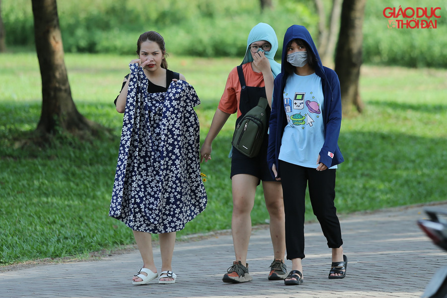 Nhiều du khách đến công viên rất khó chịu với mùi cá chết nồng nặc