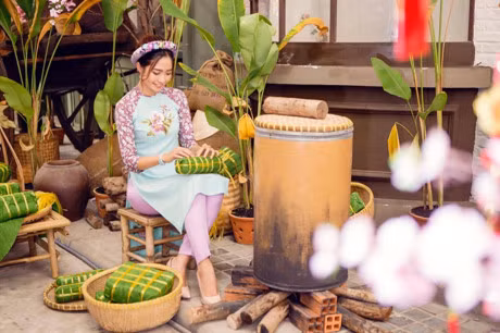 Hoa hau bien Ninh Hoang Ngan goi y 6 mau ao dai cach tan diu nhe don Tet - Anh 3