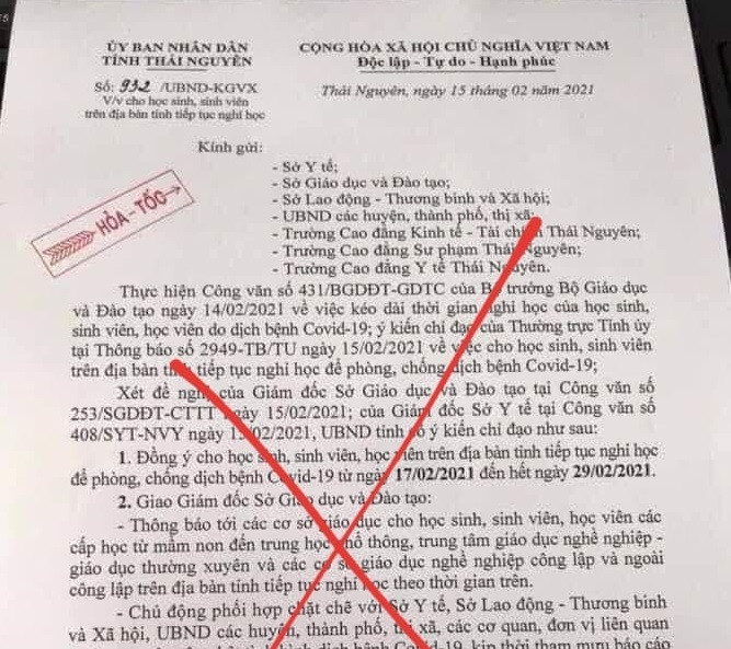 Văn bản làm giả được chia sẻ trên mạng xã hội