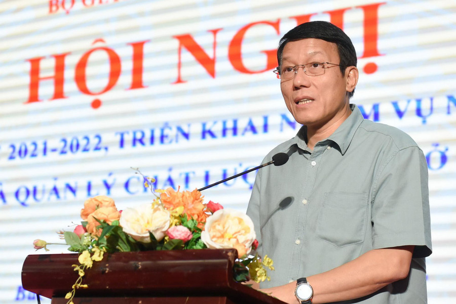 Thượng tướng Lương Tam Quang – Thứ trưởng Bộ Công an phát biểu tại Hội nghị tổng kết năm học 2021-2022, triển khai nhiệm vụ năm học 2022 – 2023 đối với với công tác thi và quản lý chất lượng khối sở GD&amp;ĐT