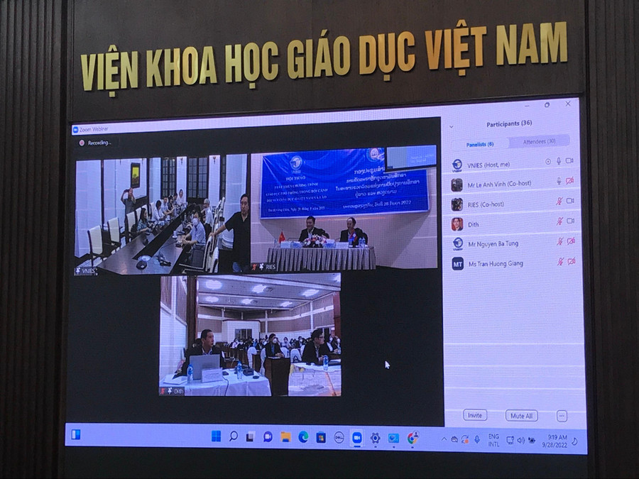 Hội thảo Phát triển chương trình GDPT trong bối cảnh đổi mới giáo dục tại Việt Nam và Lào được tổ chức trực tuyến tại 2 quốc gia. Hội thảo Phát triển chương trình GDPT trong bối cảnh đổi mới giáo dục tại Việt Nam và Lào được tổ chức trực tuyến tại 2 quốc gia.