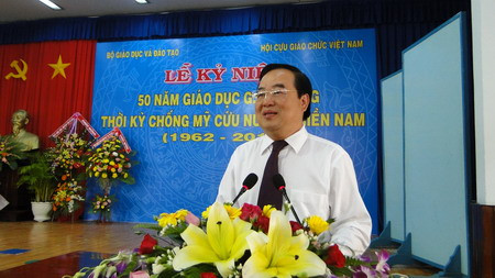 Bộ GD-ĐT kỉ niệm 50 năm giáo dục giải phóng thời kỳ chống Mỹ cứu nước ảnh 2 Thứ trưởng Trần Quang Quý phát biểu tại lễ kỉ niệm