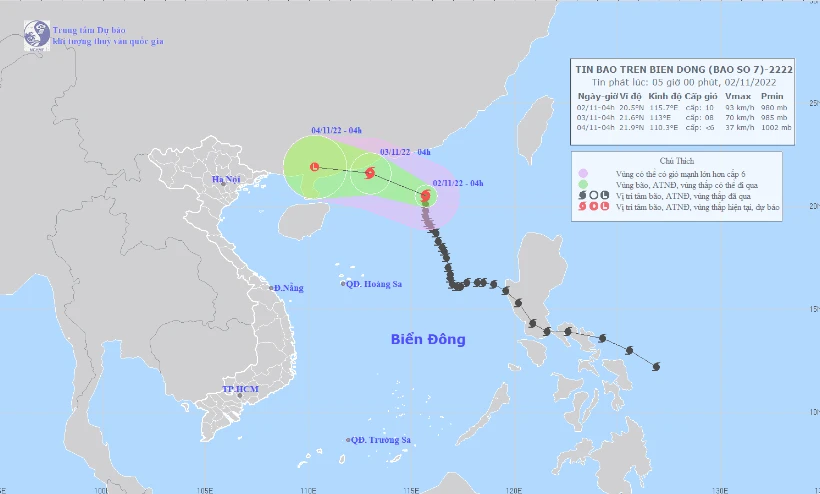 Hình ảnh về cơn bão số 7.