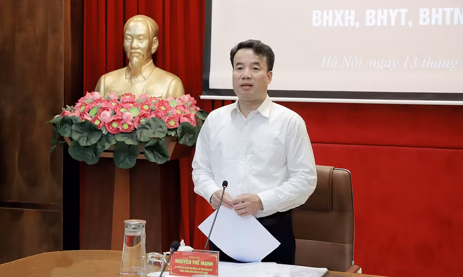 Tổng Giám đốc BHXH Việt Nam Nguyễn Thế Mạnh phát biểu tại hội nghị.