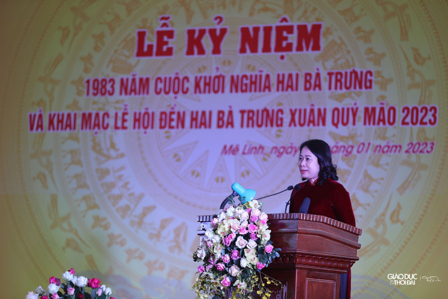 Quyền Chủ tịch nước Võ Thị Ánh Xuân phát biểu tại buổi lễ.